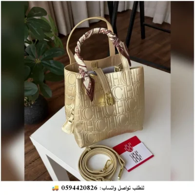 شنطة سي اتش مونوغرام ذهبي فاتح
