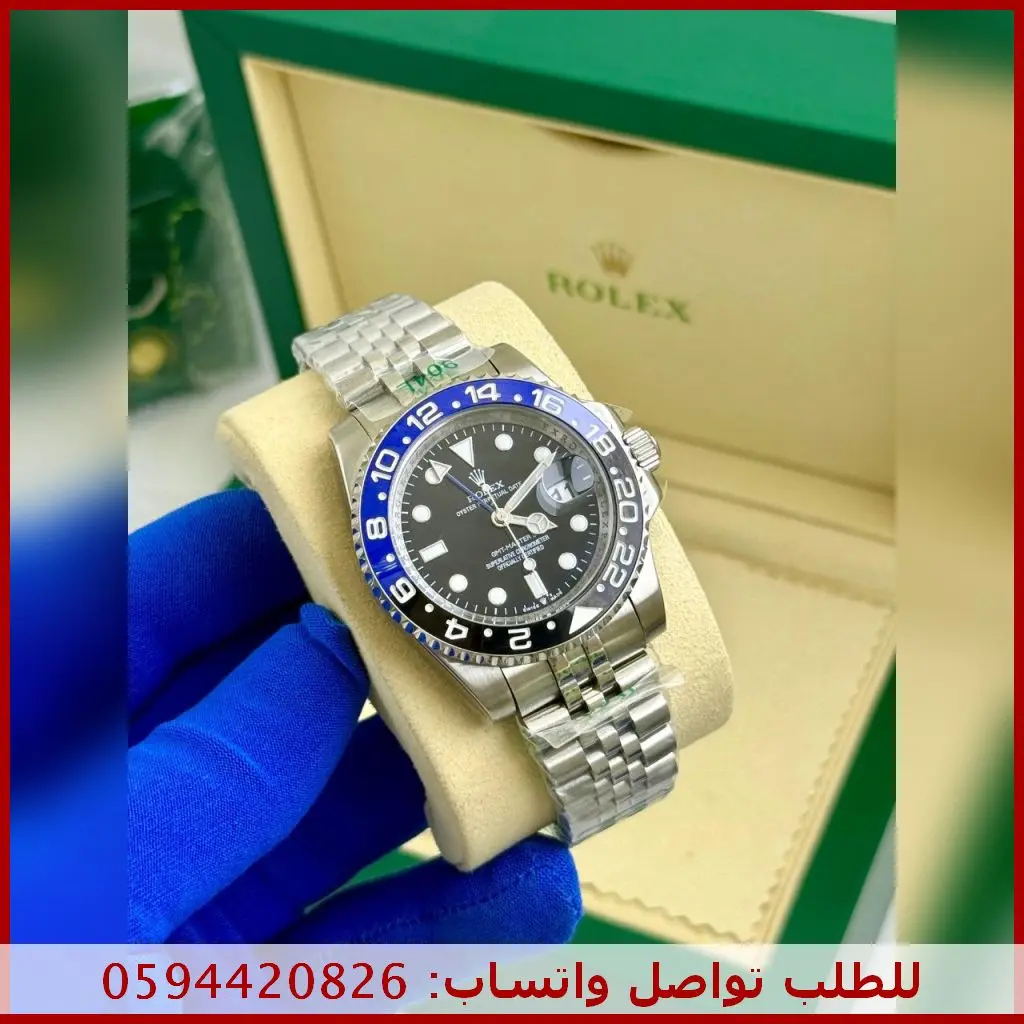 rolex-gmt-master-men-watch-jb4 ساعة رولكس رجالية GMT إطار أزرق وأسود