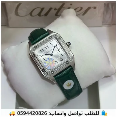 ساعة كارتير فضية بفصوص مقاس 32