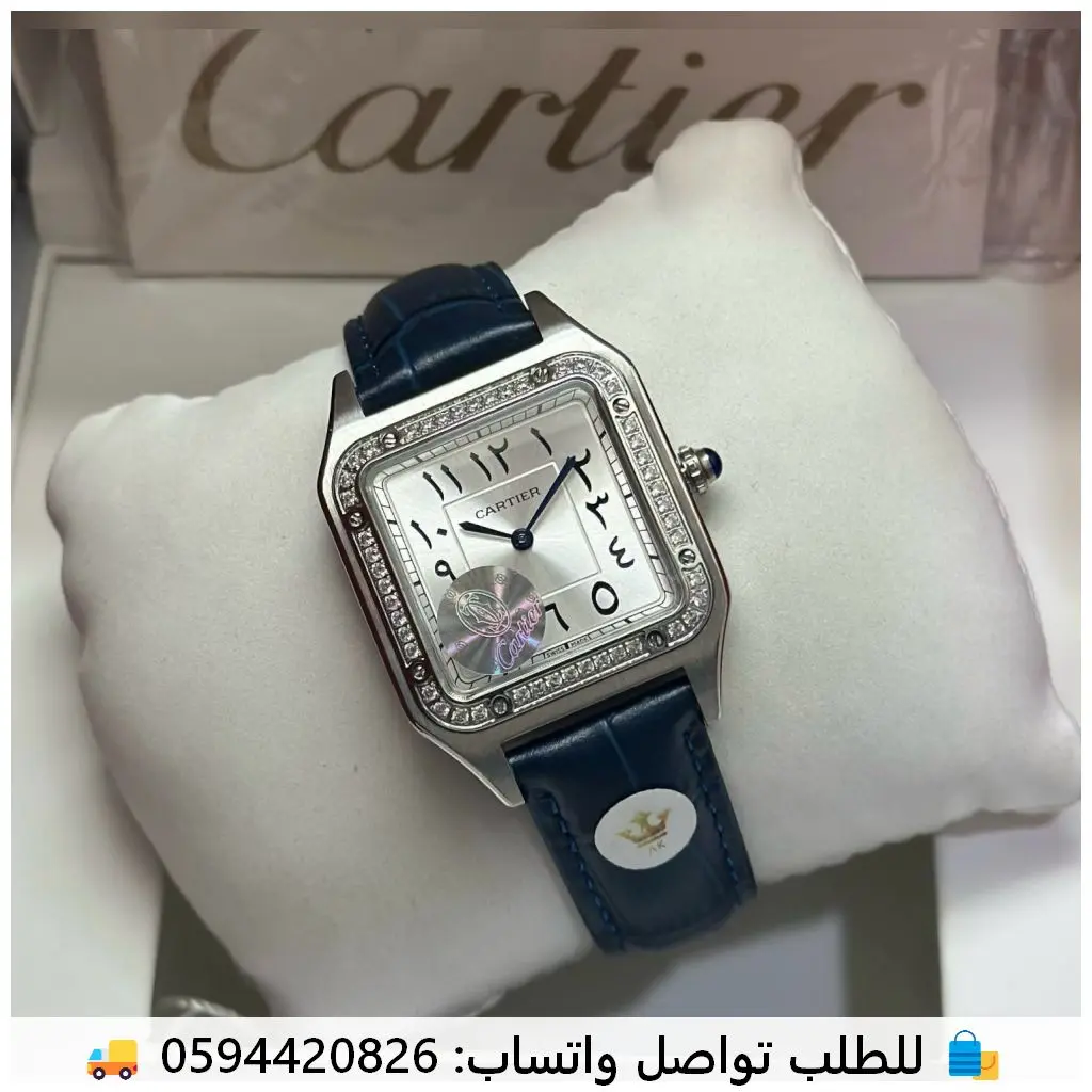 ساعة كارتير جلد كحلي اطار فصوص نسائية 1 ساعة كارتير جلد كحلي اطار فصوص نسائية