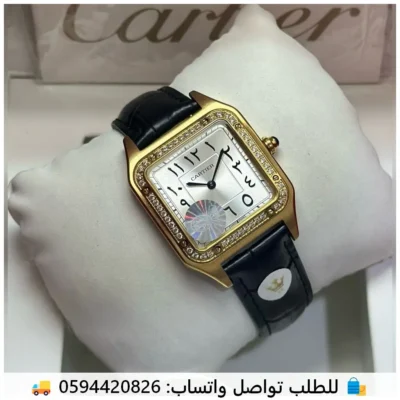 ساعة كارتير دومو بفصوص ذهبي واسود