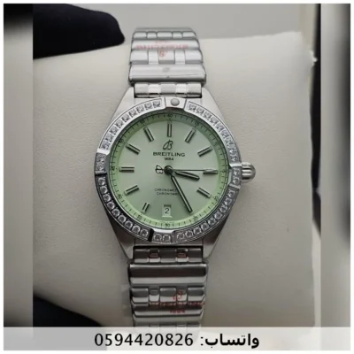 ساعة بريتلينج كرونومات نسائي اخضر نعناعي ساعة بريتلينج كرونومات نسائي اخضر نعناعي
