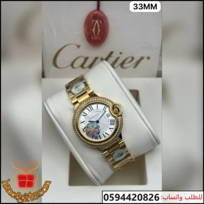 ساعة كارتير بالون نسائية 33MM ذهبية بفصوص | متجر الهنوف